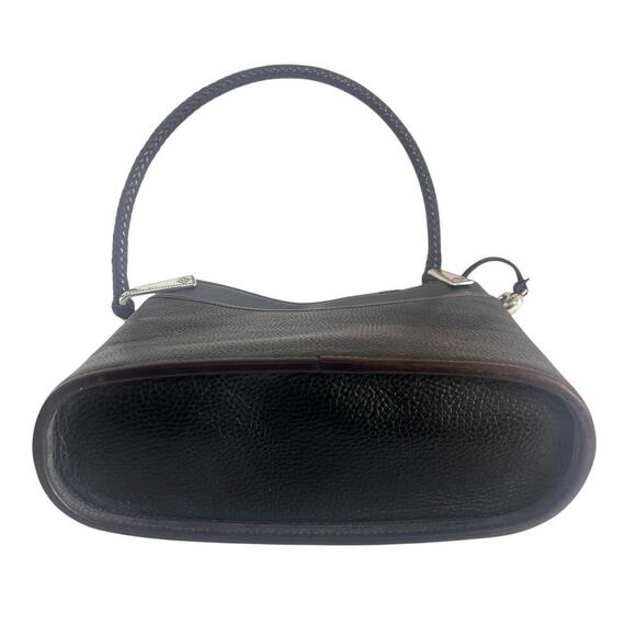 Brighton Leather Shoulder Bag Womens Black Brown Croc Trim Braided Strap 221067 - Picture 4 of 11